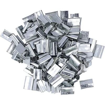 Leopacat Fivelas para cinto, 200 unidades selos abertos para cintas Aço galvanizado selos abertos clipes de cintas para cintas de plástico PET de 16 mm, largura interna 17 mm, exterior 19 mm Leopacat Fivelas para cinto, 200 unidades selos abertos para cintas Aço galvanizado selos abertos clipes de cintas para cintas de plástico PET de 16 mm, largura interna 17 mm, exterior 19 mm