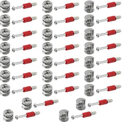 AERZETIX Conjunto de 25 ferragens de montagem excêntricos para embutir 25 pregos Ø 6 x 44 mm para painel de 16 mm em aço carpintaria marceneiro móvel madeira MDF melamina armário AERZETIX Conjunto de 25 ferragens de montagem excêntricos para embutir 25 pregos Ø 6 x 44 mm para painel de 16 mm em aço carpintaria marceneiro móvel madeira MDF melamina armário