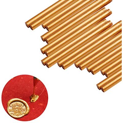VARACL Varas de vedação com cola termofusível para carimbo de letras, dourado metálico, ideais para convites de casamento, postais, cartões de felicitações, 7 x 100 mm, 20 peças (ouro) VARACL Varas de vedação com cola termofusível para carimbo de letras, dourado metálico, ideais para convites de casamento, postais, cartões de felicitações, 7 x 100 mm, 20 peças (ouro)