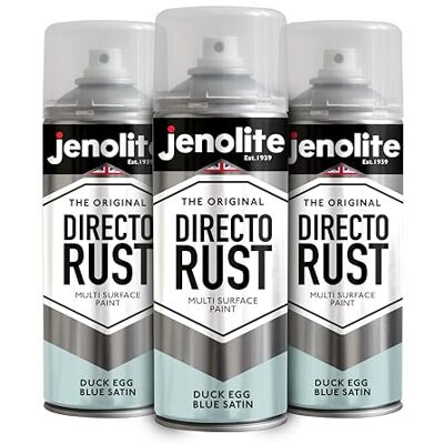 JENOLITE DIRECTORUST Tinta spray acetinada OVO DE PATO AZUL 3x400ml Tinta multisuperfície tudo em um: metal, madeira, plástico Aplicar diretamente sobre a ferrugem BS16C33 JENOLITE DIRECTORUST Tinta spray acetinada OVO DE PATO AZUL 3x400ml Tinta multisuperfície tudo em um: metal, madeira, plástico Aplicar diretamente sobre a ferrugem BS16C33
