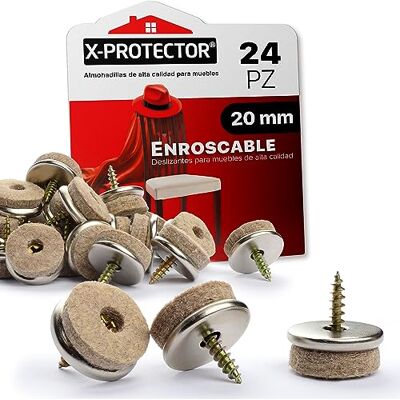 X-Protector Almofadas de feltro X-protetor 24 peças 20 mm Controladores redondos parafusos protetores de chão para móveis tampões para pernas de cadeira com chave de fenda X-Protector Almofadas de feltro X-protetor 24 peças 20 mm Controladores redondos parafusos protetores de chão para móveis tampões para pernas de cadeira com chave de fenda