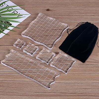 CQQNIU 6 blocos de acrílico transparentes com bordas curvadas, estruturas de grelha, ferramentas decorativas para selos, álbuns de recortes, cartões de felicitação e trabalhos manuais CQQNIU 6 blocos de acrílico transparentes com bordas curvadas, estruturas de grelha, ferramentas decorativas para selos, álbuns de recortes, cartões de felicitação e trabalhos manuais