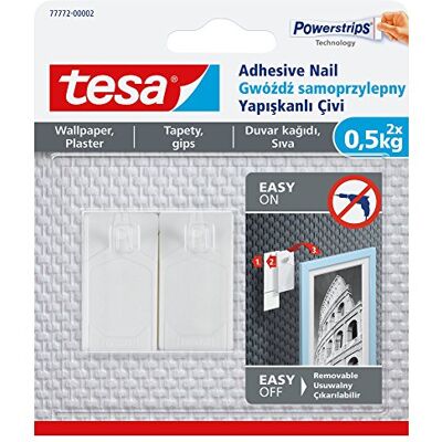tesa Smart Mounting System gancho adesivo removível para pendurar fotos em papel de parede, cor branca tesa Smart Mounting System gancho adesivo removível para pendurar fotos em papel de parede, cor branca