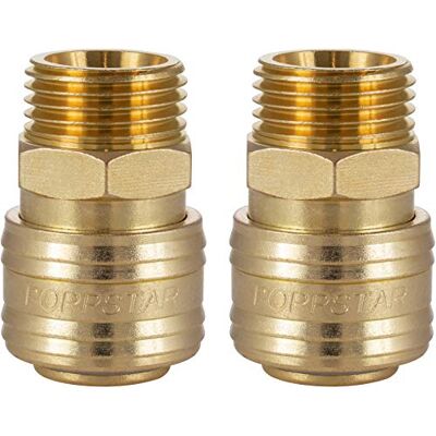 POPPSTAR Conectores rápidos de ar comprimido, diâmetro nominal 7,2 mm com rosca exterior (macho) de 1/2 polegadas para conexão de ar comprimido, 2 unidades POPPSTAR Conectores rápidos de ar comprimido, diâmetro nominal 7,2 mm com rosca exterior (macho) de 1/2 polegadas para conexão de ar comprimido, 2 unidades