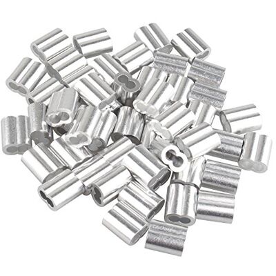 Futheda 50 peças 4,0 mm cabo corda de fio alumínio mangas clipes Crimping Loops cor prata com furos duplos Futheda 50 peças 4,0 mm cabo corda de fio alumínio mangas clipes Crimping Loops cor prata com furos duplos