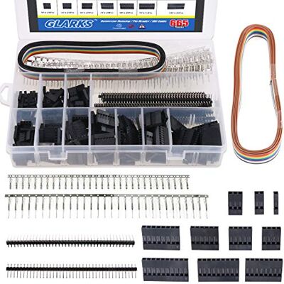 Glarks 635 unidades Capa conector Dupont macho/fêmea Pin conector de 40 pinos 2,54 mm de passo Pin cabeças e fio de 10 adesivos kit de suporte de fita IDC cabo de arame, variedade de cores Glarks 635 unidades Capa conector Dupont macho/fêmea Pin conector de 40 pinos 2,54 mm de passo Pin cabeças e fio de 10 adesivos kit de suporte de fita IDC cabo de arame, variedade de cores