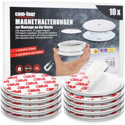 com-four ® Suporte magnético 10 x para detetores de segurança, suporte para colar ou perfurar, fixação com almofadas adesivas extra fortes para detetores de fumo, 10 peças cor prateada) com-four ® Suporte magnético 10 x para detetores de segurança, suporte para colar ou perfurar, fixação com almofadas adesivas extra fortes para detetores de fumo, 10 peças cor prateada)