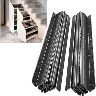 AOLISHENG Passadores de gaveta de Guias para gavetas, trilhos de escada pesada 600 mm, corrediças de rolamento de esferas completas, gabinete inferior de sapateira montado na parte inferior, 1 par AOLISHENG Passadores de gaveta de Guias para gavetas, trilhos de escada pesada 600 mm, corrediças de rolamento de esferas completas, gabinete inferior de sapateira montado na parte inferior, 1 par
