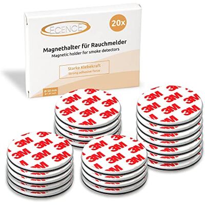 ECENCE Suporte magnético para detetor de fumo 20 unidades suporte magnético adesivo para detetores de fumo Ø 50 mm base sem furos para detetor de fumo e alarmes para casa contra incen ECENCE Suporte magnético para detetor de fumo 20 unidades suporte magnético adesivo para detetores de fumo Ø 50 mm base sem furos para detetor de fumo e alarmes para casa contra incen