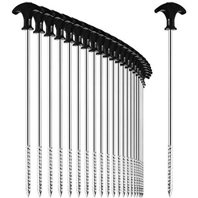 com-four ® 24 x Piquetas de aço, longas e robustas com rosca Ideal para pisos normais e duros com cabo em T com-four ® 24 x Piquetas de aço, longas e robustas com rosca Ideal para pisos normais e duros com cabo em T