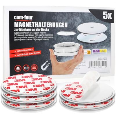 com-four ® Suporte magnético 5X para detetores de segurança, suporte para colar ou perfurar fixação com almofadas adesivas extra fortes para detetores de fumo (05 peças cor prateada) com-four ® Suporte magnético 5X para detetores de segurança, suporte para colar ou perfurar fixação com almofadas adesivas extra fortes para detetores de fumo (05 peças cor prateada)