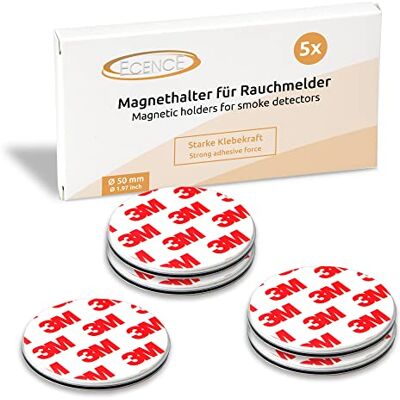ECENCE Suporte magnético para detetor de fumo 5 unidades suporte magnético autocolante para detetores de fumo Ø 50 mm base sem furos para detetor de fumo e alarmes para casa contra incen ECENCE Suporte magnético para detetor de fumo 5 unidades suporte magnético autocolante para detetores de fumo Ø 50 mm base sem furos para detetor de fumo e alarmes para casa contra incen