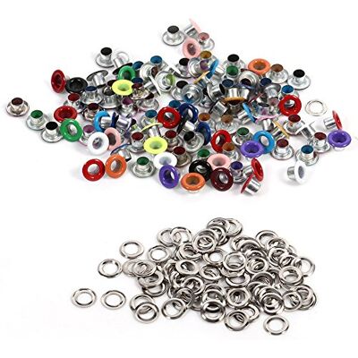Walfront Pack ilhós metálicos redondos de 4 mm para artesanato 100 peças, para scrapbooking e cartões e álbuns, para couro e tecido, acessórios de costura e trabalhos manuais Walfront Pack ilhós metálicos redondos de 4 mm para artesanato 100 peças, para scrapbooking e cartões e álbuns, para couro e tecido, acessórios de costura e trabalhos manuais