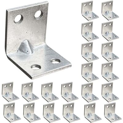 OMIdeas 20 x Conectores em ângulo (20 x 20 x 20) Esquadria larga Suportes de ângulo reforçados de canto em chapa de aço galvanizado OMIdeas 20 x Conectores em ângulo (20 x 20 x 20) Esquadria larga Suportes de ângulo reforçados de canto em chapa de aço galvanizado