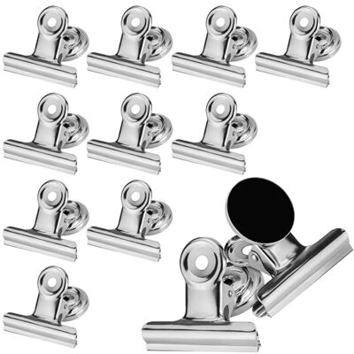 POPPSTAR 12 clipes magnéticos (clipes de ímanes com pinça comprida de 50 mm), prateados POPPSTAR 12 clipes magnéticos (clipes de ímanes com pinça comprida de 50 mm), prateados
