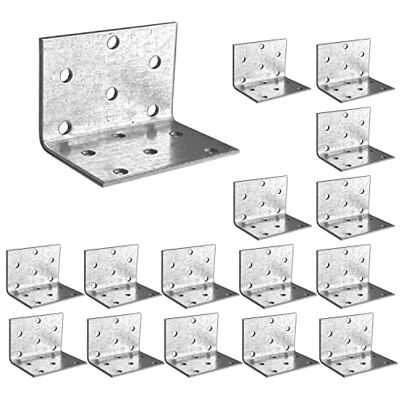 OMIdeas 15 x Esquadro com placa perfurada (40 x 40 x 60) Conectores em ângulo Esquadro largo Suportes de ângulo em chapa de aço galvanizado OMIdeas 15 x Esquadro com placa perfurada (40 x 40 x 60) Conectores em ângulo Esquadro largo Suportes de ângulo em chapa de aço galvanizado