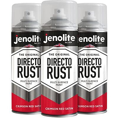 JENOLITE DIRECTORUST Tinta em spray acetinado VERMELHO CARMESIM 3x400ml Tinta multissuperfície tudo-em-um: metal, madeira, plástico Aplicar diretamente sobre a ferrugem RAL 3027 JENOLITE DIRECTORUST Tinta em spray acetinado VERMELHO CARMESIM 3x400ml Tinta multissuperfície tudo-em-um: metal, madeira, plástico Aplicar diretamente sobre a ferrugem RAL 3027