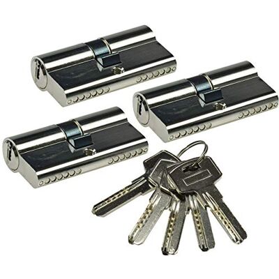 ChiliTec Conjunto cilindro fechadura 3 x 60 mm (30 30 mm) 5 chaves ChiliTec Conjunto cilindro fechadura 3 x 60 mm (30 30 mm) 5 chaves
