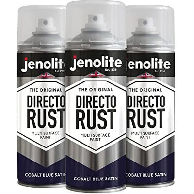 JENOLITE DIRECTORUST Tinta spray acetinada AZUL COBALTO 3x400ml Pintura multisuperfície tudo em um: metal, madeira, plástico Aplicar diretamente sobre a ferrugem RAL 5013 JENOLITE DIRECTORUST Tinta spray acetinada AZUL COBALTO 3x400ml Pintura multisuperfície tudo em um: metal, madeira, plástico Aplicar diretamente sobre a ferrugem RAL 5013