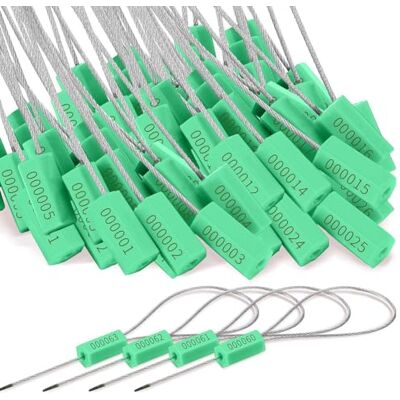 Yeihhtuk 120 selos de cabo de aço selo de segurança de metal selos de reboque de camião de metal numerados etiquetas de segurança etiquetas à prova de manuseio, verde Yeihhtuk 120 selos de cabo de aço selo de segurança de metal selos de reboque de camião de metal numerados etiquetas de segurança etiquetas à prova de manuseio, verde