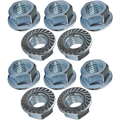 AERZETIX C49646 Conjunto de 10 porcas hexagonais com flange/base dentada M12 Ø exterior 25 mm em aço carbono porca de segurança auto-bloqueadora AERZETIX C49646 Conjunto de 10 porcas hexagonais com flange/base dentada M12 Ø exterior 25 mm em aço carbono porca de segurança auto-bloqueadora