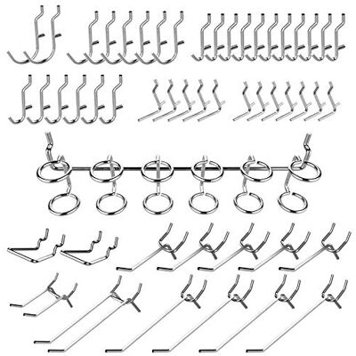 Hiltex ® Pegboard Hooks and Organizer Assortment 50 peças Variety Pack Hiltex ® Pegboard Hooks and Organizer Assortment 50 peças Variety Pack