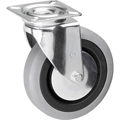 Metafranc Roda giratória de diâmetro, 60 x 60 mm, de borracha, rolamento de deslizamento, Ø 100 mm Metafranc Roda giratória de diâmetro, 60 x 60 mm, de borracha, rolamento de deslizamento, Ø 100 mm