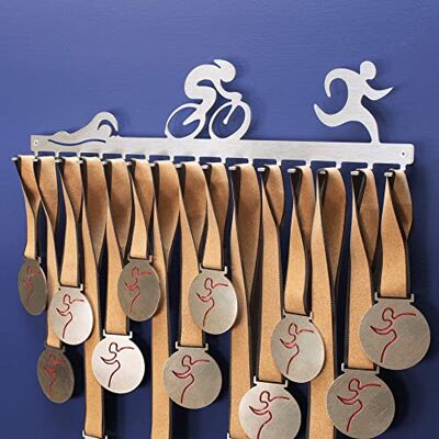 Qthrone Medalheiro gancho de triatlo, suporte de medalhas para triatleta em aço inoxidável, Triathlon Medal Holder Display Hook Qthrone Medalheiro gancho de triatlo, suporte de medalhas para triatleta em aço inoxidável, Triathlon Medal Holder Display Hook