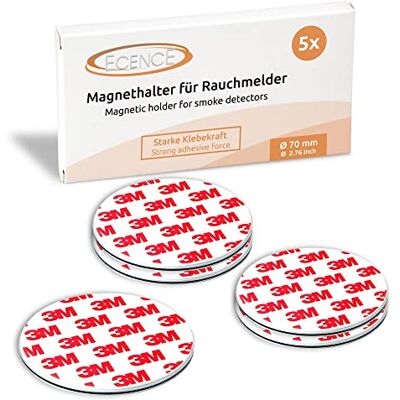 ECENCE Suporte magnético para detetor de fumo 5 unidades suporte magnético adesivo para detetores de fumo Ø 70 mm base sem furos para detetor de fumo e alarmes para casa contra incen ECENCE Suporte magnético para detetor de fumo 5 unidades suporte magnético adesivo para detetores de fumo Ø 70 mm base sem furos para detetor de fumo e alarmes para casa contra incen