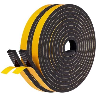 LIKERAINY Fita de Vedação para Portas Tira de Vedação 13x6,5mm Vedação de Espuma Autoadesiva Fita de Borracha para Porta Janela Fita Anti Frio Isolante de Ruído e Colisão Preto 2 Rolos 8 Metros LIKERAINY Fita de Vedação para Portas Tira de Vedação 13x6,5mm Vedação de Espuma Autoadesiva Fita de Borracha para Porta Janela Fita Anti Frio Isolante de Ruído e Colisão Preto 2 Rolos 8 Metros