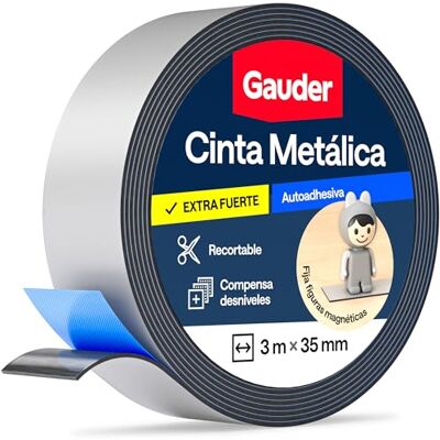 GAUDER Fita metálica auto-adesiva, fita magnética para ímanes e figuras Tonie® e prateleiras, fita ferrosa e banda de ferro para artesanato e organização (3 m x 35 mm cinzento) GAUDER Fita metálica auto-adesiva, fita magnética para ímanes e figuras Tonie® e prateleiras, fita ferrosa e banda de ferro para artesanato e organização (3 m x 35 mm cinzento)