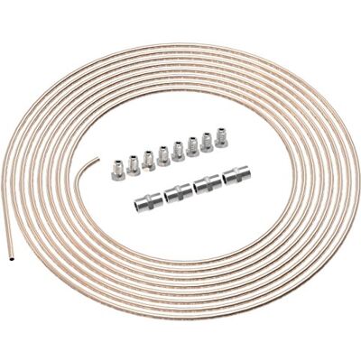 AUPROTEC 3 m Tubo de travão Ø 4,75 mm, Kit de cobre, 8 uniões roscadas + 4 conectores M10 x 1 DIN 74 234, conjunto de tubos de cobre e acessórios de travão para DIN Flare F AUPROTEC 3 m Tubo de travão Ø 4,75 mm, Kit de cobre, 8 uniões roscadas + 4 conectores M10 x 1 DIN 74 234, conjunto de tubos de cobre e acessórios de travão para DIN Flare F