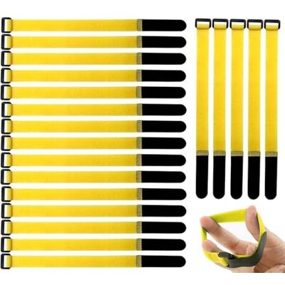Gebildet 20 peças reutilizáveis alças de cabo, 2 × 30 cm, gancho e laço de cabo, alças ajustáveis para cabo, tiras flanges para organizar cabos (amarelo) Gebildet 20 peças reutilizáveis alças de cabo, 2 × 30 cm, gancho e laço de cabo, alças ajustáveis para cabo, tiras flanges para organizar cabos (amarelo)