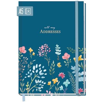 Häfft paper&you® Agenda A5 para notas e senhas "Happy Flower" Para os seus contactos e aniversários: 160 páginas de papel de alta qualidade de 120 g/m², índice A-Z, lista de senhas Häfft paper&you® Agenda A5 para notas e senhas "Happy Flower" Para os seus contactos e aniversários: 160 páginas de papel de alta qualidade de 120 g/m², índice A-Z, lista de senhas