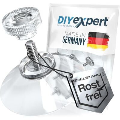 DIYexpert ® 4 x ventosas de diâmetro de 50 mm, com rosca M4 x 10 mm, inclui porcas serrilhadas transparentes, fabricadas na Alemanha DIYexpert ® 4 x ventosas de diâmetro de 50 mm, com rosca M4 x 10 mm, inclui porcas serrilhadas transparentes, fabricadas na Alemanha