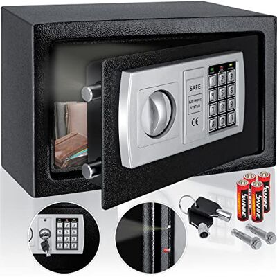 KESSER ® Cofre elétrico L, espessura da porta 4 mm, fechadura dupla de trava, incl. Material de montagem, iluminação interior, cofre blindado, 3 x 20 x 20 / Schwarz KESSER ® Cofre elétrico L, espessura da porta 4 mm, fechadura dupla de trava, incl. Material de montagem, iluminação interior, cofre blindado, 3 x 20 x 20 / Schwarz