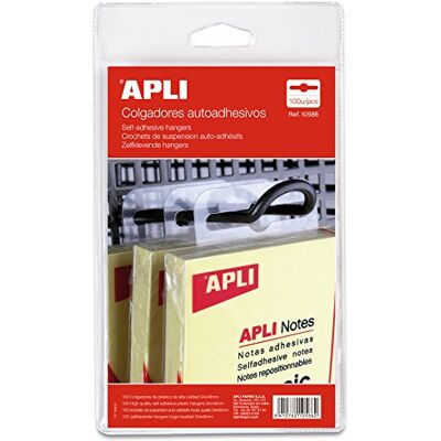 APLI 10586 Pack de 100 ganchos autocolantes, 34 x 48 mm APLI 10586 Pack de 100 ganchos autocolantes, 34 x 48 mm