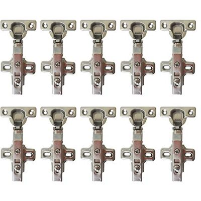LIKERAINY 95 graus sobreposição total dobradiça 26 mm com amortecedor clip-on tecnologia totalmente lapelado dobradiças para portas de móveis armários de cozinha 10 peças LIKERAINY 95 graus sobreposição total dobradiça 26 mm com amortecedor clip-on tecnologia totalmente lapelado dobradiças para portas de móveis armários de cozinha 10 peças