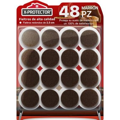 X-Protector Almohadillas de Fieltro 48 Fieltro Adhesivo 25mm Marrón Feltros para cadeiras, protetores de chão para móveis, tampões para pernas de cadeira X-Protector Almohadillas de Fieltro 48 Fieltro Adhesivo 25mm Marrón Feltros para cadeiras, protetores de chão para móveis, tampões para pernas de cadeira