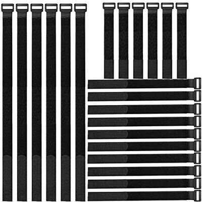 Gebildet 22 peças reutilizáveis abraçadeiras de cabo, gancho e laço de cabo, alças ajustáveis para cabo, tiras flanges para organizar cabos (preto, 25/35/45 cm) Gebildet 22 peças reutilizáveis abraçadeiras de cabo, gancho e laço de cabo, alças ajustáveis para cabo, tiras flanges para organizar cabos (preto, 25/35/45 cm)