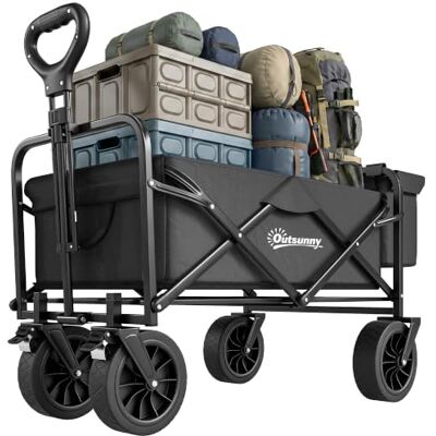 Outsunny Carrinho de praia dobrável com rodas grandes para exterior preto Bolsa térmica removível, comprimento e ângulo de alça ajustáveis, bolsa de transporte, carga 100 kg, compras, jardim Outsunny Carrinho de praia dobrável com rodas grandes para exterior preto Bolsa térmica removível, comprimento e ângulo de alça ajustáveis, bolsa de transporte, carga 100 kg, compras, jardim