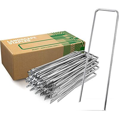GardenGloss Âncoras de terra/estacas anti-óxido 100 unidades Âncoras de solo inoxidável e galvanizadas para fixação 150 mm 25 mm Ø 2,8 mm Pregos/ganchos de terra de aço GardenGloss Âncoras de terra/estacas anti-óxido 100 unidades Âncoras de solo inoxidável e galvanizadas para fixação 150 mm 25 mm Ø 2,8 mm Pregos/ganchos de terra de aço