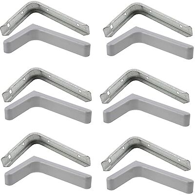 AERZETIX Conjunto de 6 suportes esquadros consoles de prateleira em ângulo reto 110 x 75 x 22 mm com tampa de plástico 118 x 77 x 25 mm para montagem na parede em aço cor cinza AERZETIX Conjunto de 6 suportes esquadros consoles de prateleira em ângulo reto 110 x 75 x 22 mm com tampa de plástico 118 x 77 x 25 mm para montagem na parede em aço cor cinza