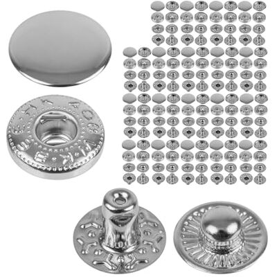 Your Day Mate Fechos automáticos sem costura, Ø 10 mm, 20 pares, em cor prata, conjunto sem ferramentas, clipes de tecido para bricolage, fecho automático com bloqueio de mola, reparação de botões metálicos Your Day Mate Fechos automáticos sem costura, Ø 10 mm, 20 pares, em cor prata, conjunto sem ferramentas, clipes de tecido para bricolage, fecho automático com bloqueio de mola, reparação de botões metálicos