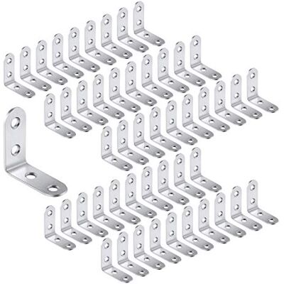 LIKERAINY 90 graus suporte de ângulo esquadras aço inoxidável forma de L suporte de canto 40 x 40 x 16 mm para conectores de cadeira de prateleira de móveis Corner Brace 50 peças LIKERAINY 90 graus suporte de ângulo esquadras aço inoxidável forma de L suporte de canto 40 x 40 x 16 mm para conectores de cadeira de prateleira de móveis Corner Brace 50 peças