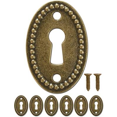 Fuxxer 6 x Placas de chave antiga, rosetas de fechadura, design de latão vintage, 37 x 24 mm Fuxxer 6 x Placas de chave antiga, rosetas de fechadura, design de latão vintage, 37 x 24 mm