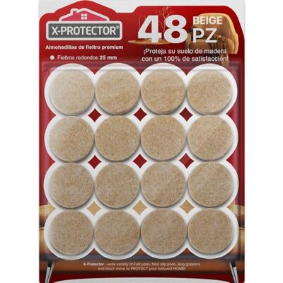 X-Protector Almofadas de feltro X-protetor 48 feltro adesivo bege 25 mm Feltros para cadeiras, protetores de chão para móveis, tampões para pernas de cadeira X-Protector Almofadas de feltro X-protetor 48 feltro adesivo bege 25 mm Feltros para cadeiras, protetores de chão para móveis, tampões para pernas de cadeira
