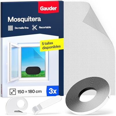GAUDER Rede mosquiteira para janela, rede anti-insetos com fecho de gancho e laço, proteção autocolante contra mosquitos, malha auto-adesiva, 3 peças, 150 x 180 cm, preto) Red anti-insectos con cierre de gancho y bucle, malla autoadhesiva sin taladrar c GAUDER Rede mosquiteira para janela, rede anti-insetos com fecho de gancho e laço, proteção autocolante contra mosquitos, malha auto-adesiva, 3 peças, 150 x 180 cm, preto) Red anti-insectos con cierre de gancho y bucle, malla autoadhesiva sin taladrar c
