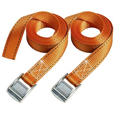 Master Lock Fast Link Cintas de amarração com fivela de Zamak, embalagem de 2, laranja, 2,5 m x 25 mm Master Lock Fast Link Cintas de amarração com fivela de Zamak, embalagem de 2, laranja, 2,5 m x 25 mm