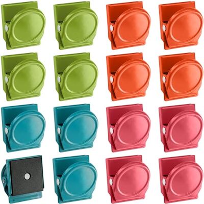 POPPSTAR 16 clipes magnéticos (clipes quadrados de ímanes com força de adesão de 0,5 kg, LxLxH 3,5 x 3,0 x 2,3 cm), coloridos POPPSTAR 16 clipes magnéticos (clipes quadrados de ímanes com força de adesão de 0,5 kg, LxLxH 3,5 x 3,0 x 2,3 cm), coloridos